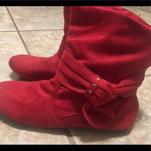 Red winter boots